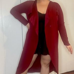 Long red blouse blazer